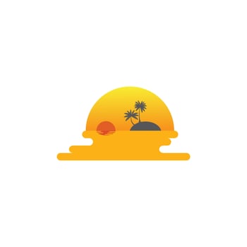 Beach illustration design, natural scenery. vector