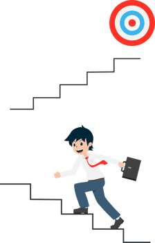 Salary Man Stepping up the stairs to reach the goal png