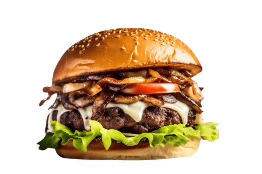 Tasty mushroom burger on transparent background png