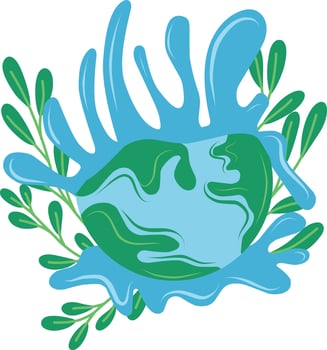 Ecology concept represented by leaves and water icon. Isolated and flat illustration vector