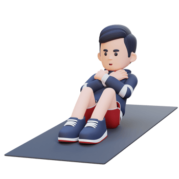 Perfect Abs 3D Sporty Male Character Mastering the Standard Crunch at the Gym png