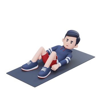 Dynamic 3D Sporty Male Character Mastering the Hell Touch Workout at Home Gym png