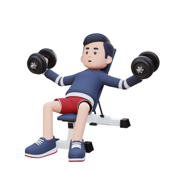 3D Sportsman Character Sculpting Muscular Chest with Incline Bench Dumbbell Chest Fly png