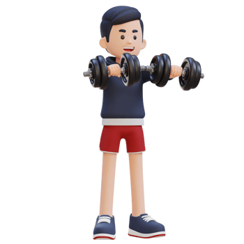 3D Sportsman Character Performing Dumbbell Front Raise png