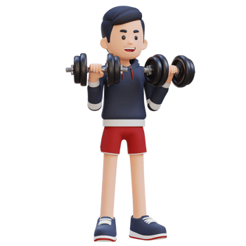 3D Sportsman Character Performing Dumbbell Reverse Curl png