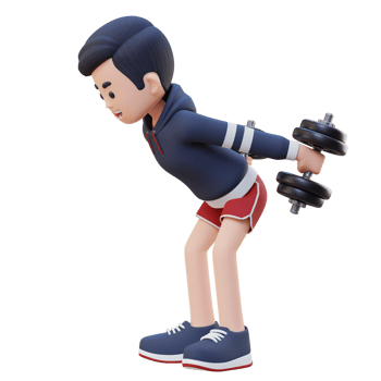 3D Sportsman Character Performing Dumbbell Kickbacks png