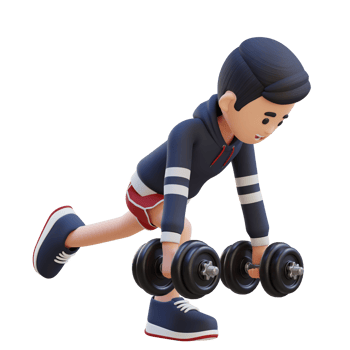 3D Sportsman Character Performing Dumbbell Single Leg Deadlift right png