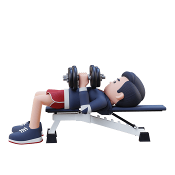 3D Sportsman Character Enhancing Upper Body Strength with Dumbbell Close Grip Bench Press png