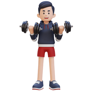 3D Sportsman Character Performing Bicep Curl with Dumbbell png
