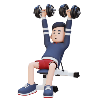 3D Sportsman Character Building Upper Body Strength with Incline Bench Dumbbell Chest Press png