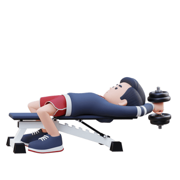 3D Sportsman Character Strengthening Back and Chest with Dumbbell Pullover Exercise png