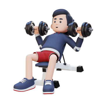 3D Sportsman Character Building Upper Body Strength with Incline Bench Dumbbell Chest Press png