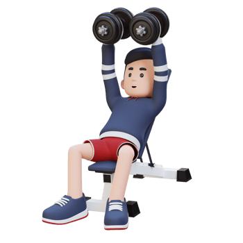 3D Sportsman Character Sculpting Muscular Chest with Incline Bench Dumbbell Chest Fly png