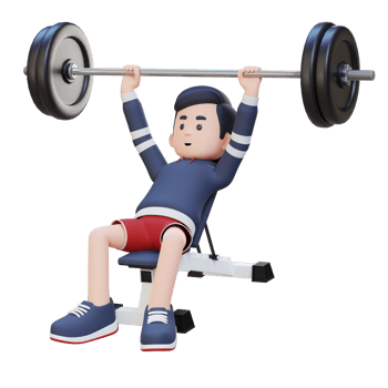 3D Sportsman Character Sculpting Upper Body with Incline Bench Press Workout png