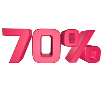 70 percent 3D text rendering for discount sale and marketing png