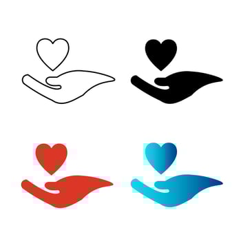 Abstract Hand Holding Heart Silhouette Illustration vector