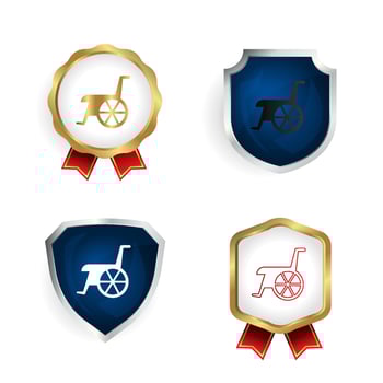 Abstract Handicap Wheelchair Badge and Label Collection vector