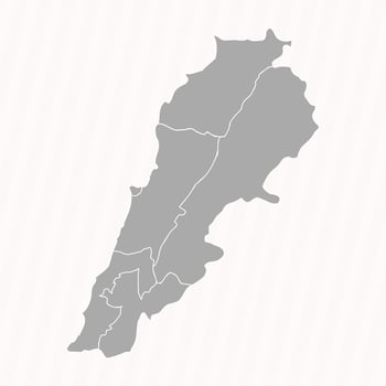 Detailed Map of Lebanon With States and Cities vector