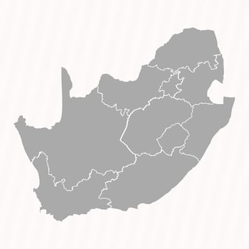 Detailed Map of South Africa With States and Cities vector