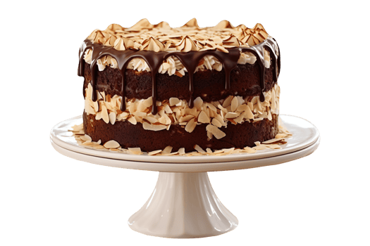 Freshly baked almond joy cake on transparent background png