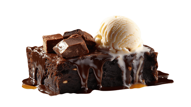 Tasty brownies ice cream isolated on transparent background png