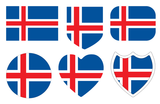 Iceland flag shape se. flag of Iceland in shape set png