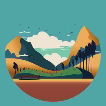 countryside view flat vector illustration