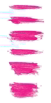 Set of pink paint brush. Ink stroke brush. Vector illustration isolated on white