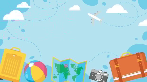 Travel destination vector background and template design with travel destinations and famous landmarks and attractions for tourism. Let's go travel vector illustration.