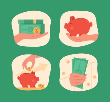 Money Savings Concept Illustration Set vector
