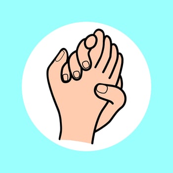 Young couple holding hands close-up. Relationship and Dating theme on blue background. Vector illustration.