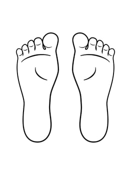 Line drawing of the left and right foot soles. Bottom of feet. Vector flat illustration on white background.