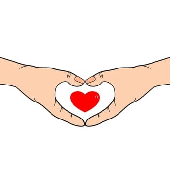 Hands making heart sign up over, Valentine's Day, vector illustration. EPS10.