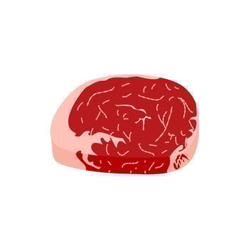Raw wagyu sirloin steak isolated on white background, beef business logo template for shop, market, restaurant or menu sticker label design vector illustration.