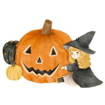 Girl with pumpkin halloween watercolor png