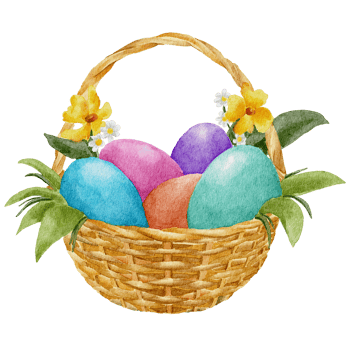 Basket Easter egg watercolor png
