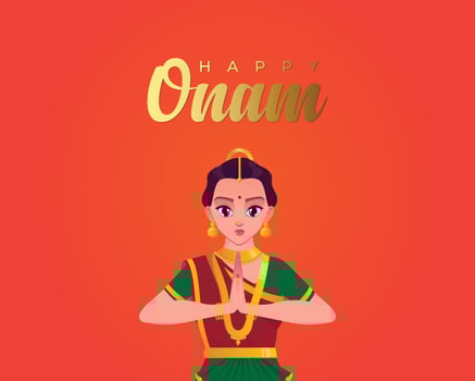 Indian festival Onam kathakali dance culture the south Indian festival vector