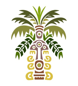 palm trees coconut, tropical tribal illustration, vector icon decoration ornament.