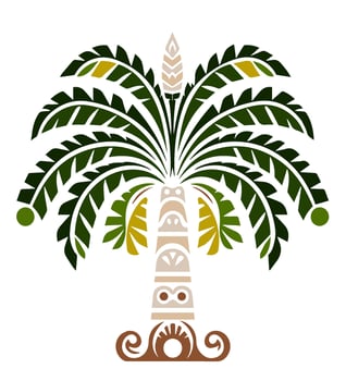 palm trees coconut, tropical tribal illustration, vector icon decoration ornament.