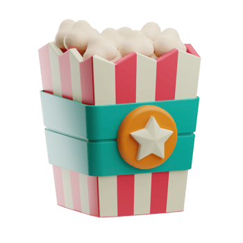 Cinema Pop corn illustration 3d png