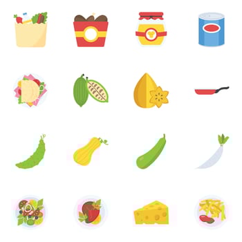 Food and Drinks Flat Icons vector