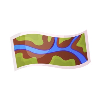 Camping map. Active recreation, tourists, summer vacation. Traveler camp at nature trees. Hiking, travel activity. vector