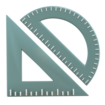 3d stylish triangle ruler and arc ruler with high quality render png