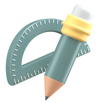 3d stylish pen and ruler with high quality render png