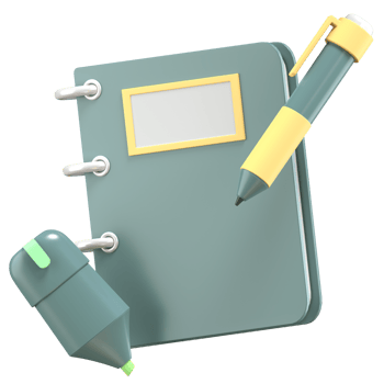 3d illustration of book and pens with high quality render png