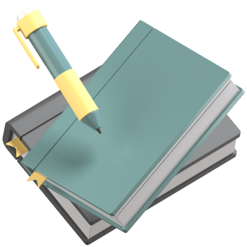 3d illustration of book and pens with high quality render png