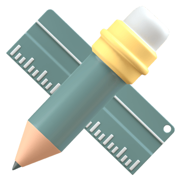 3d stylish pen and ruler with high quality render png