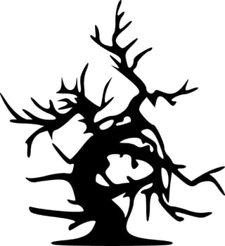 Dead tree black silhouette transparent vector illustration