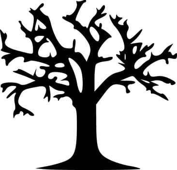 Dead tree black silhouette transparent vector illustration