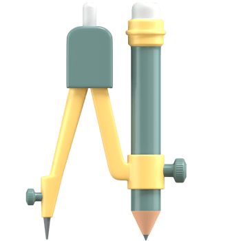 3d illustration of compass ruler with high quality render png